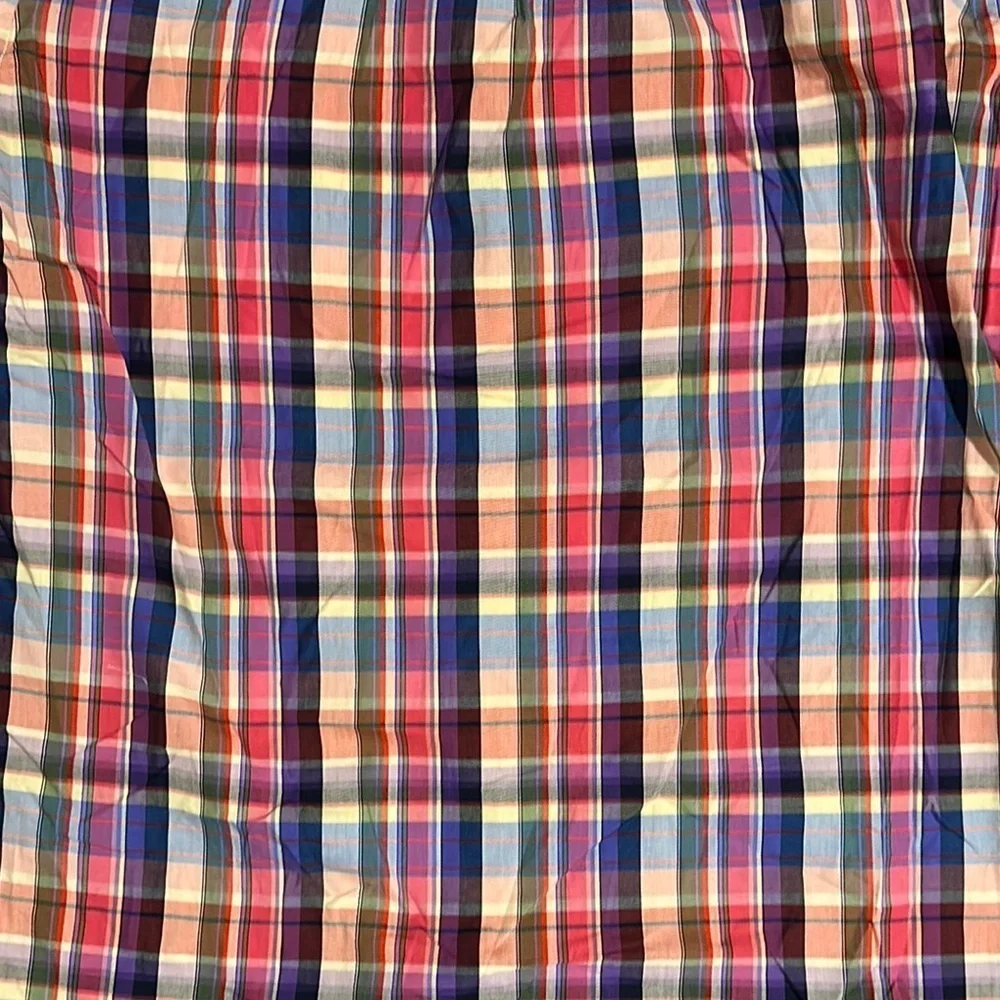 Alan Flusser Mens M Plaid Long Sleeve Flip Cuff Button Down Shirt Paisley